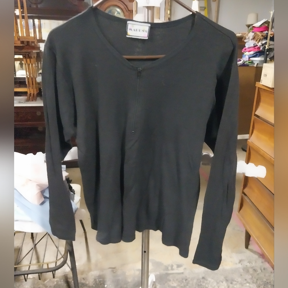 Marusa Black Zip-Up Long Sleeve Shirt